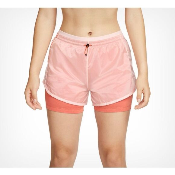 Nike Pants - Nike Women's Pink & Coral Icon Clash Tempo Luxe Mid-rise Running Shorts Size XL